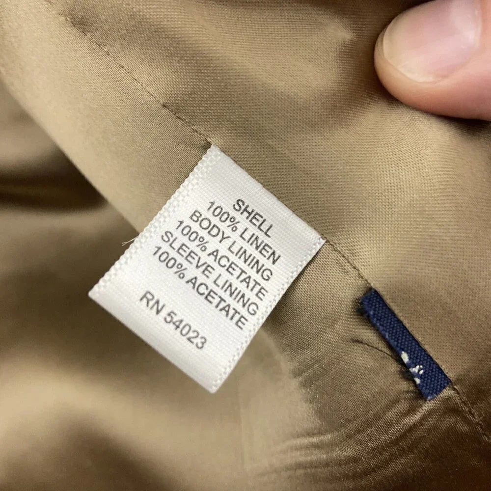 Banana Republic Men 42‎ R 100% Linen Brown Blazer Sports Coat